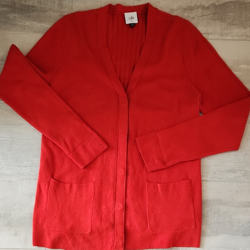 CAbi 3888 Passage Vibrant Red/Orange Cardigan Sweater - Size M